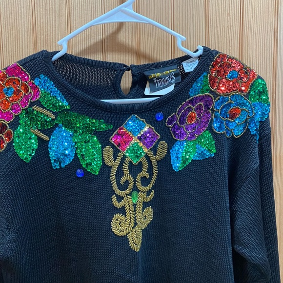 Vintage Black Tunic with Colorful Embellishments - Picture 3 of 6